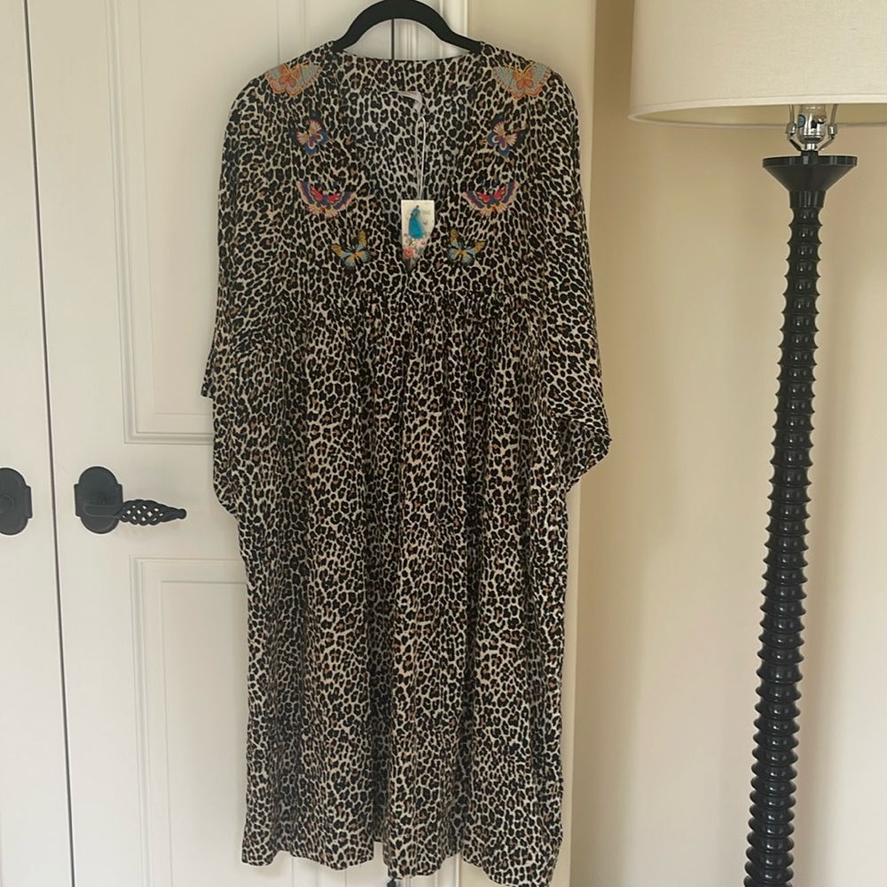 NWT Johnny Was Butterfly Wild Embroidered Dress/Swim Cover-up